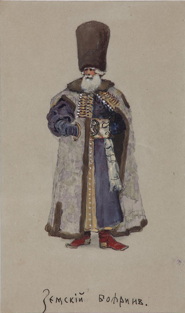 A. Rubinstein A kereskedő Kalasnyikov című operájának jelmezterve, 1901 alkotó: Viktor Andreyevich Simov