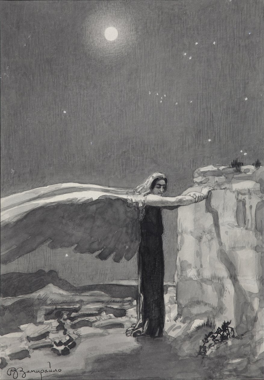 Illusztráció Mihail Lermontov A démon című verséhez, 1913-1914 alkotó: Viktor Dmitrievich Zamiraylo