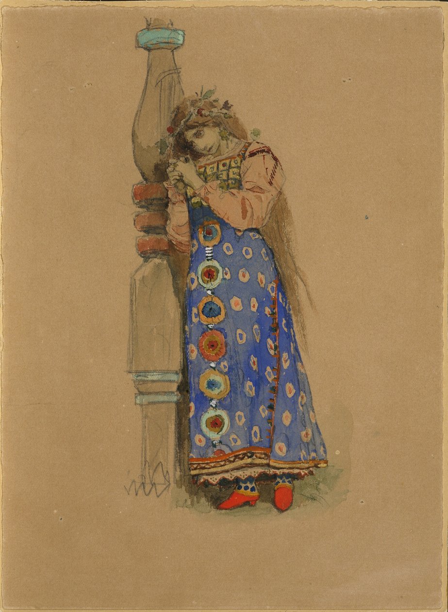 Kupava. Jelmezterv N. Rimszkij-Korszakov Snow Maiden című operájához, 1885 alkotó: Viktor Mikhaylovich Vasnetsov