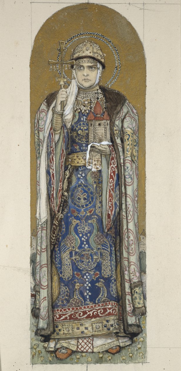 Szent Olga, Kijev hercegnője Freskótanulmány a kijevi Szent Vlagyimir-székesegyházban, 1884-1889 alkotó: Viktor Mikhaylovich Vasnetsov