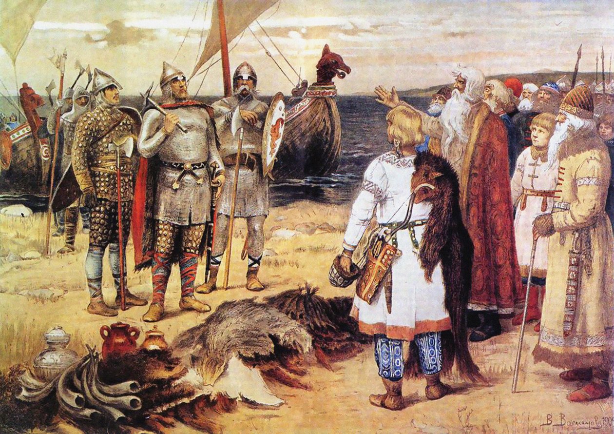 A varangiak meghívása: Rurik és testvérei 1912 előtt megérkeznek Staraya Ladoga-ba alkotó: Viktor Mikhaylovich Vasnetsov
