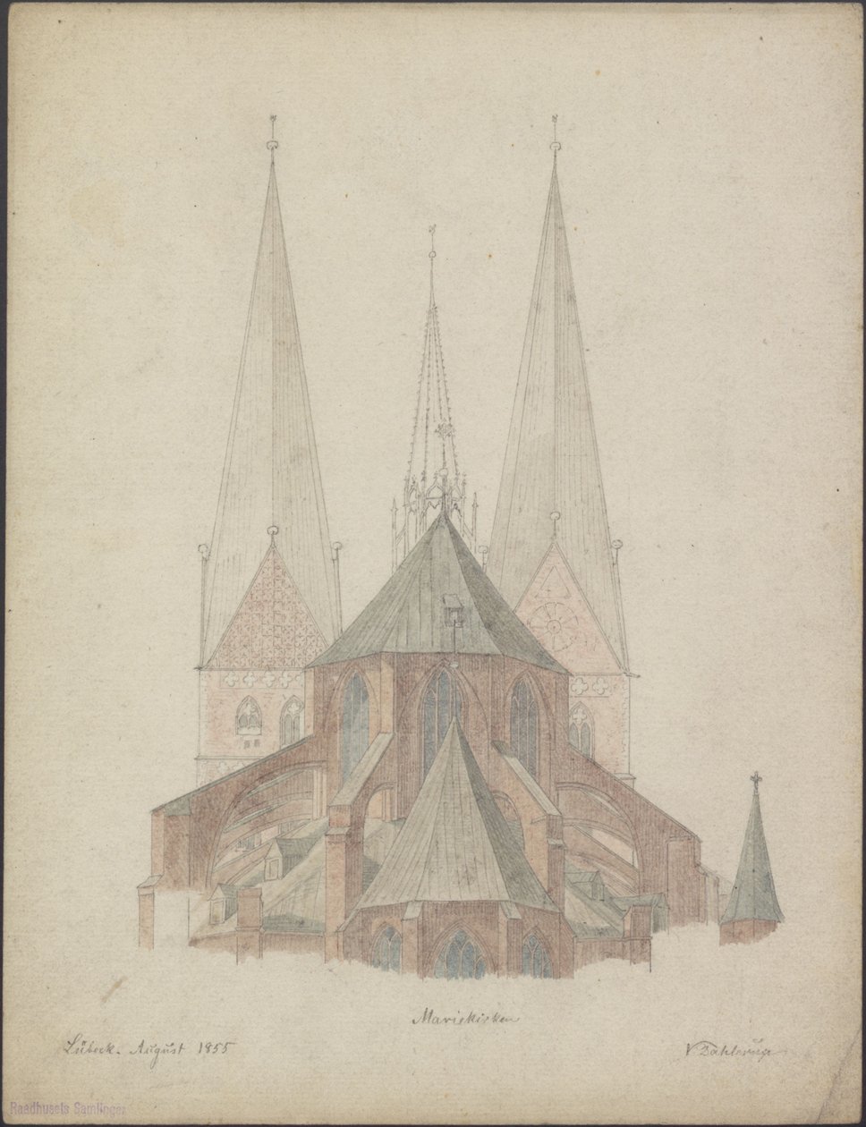 St. Marienkirche Lübeckben (1855) alkotó: Vilhelm Dahlerup