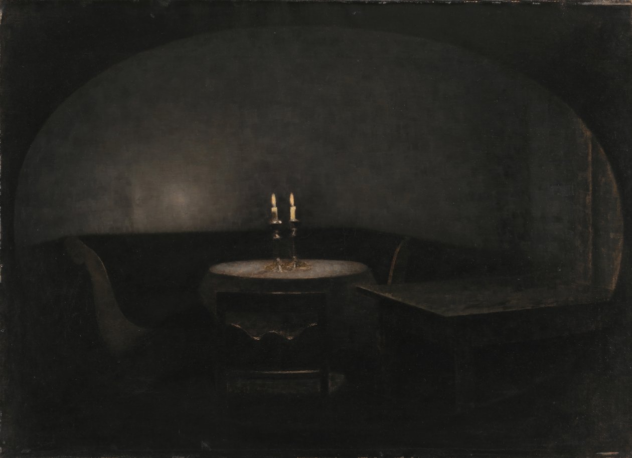 Belső. Mesterséges fény belső. Mesterséges fény, 1909. alkotó: Vilhelm Hammershøi