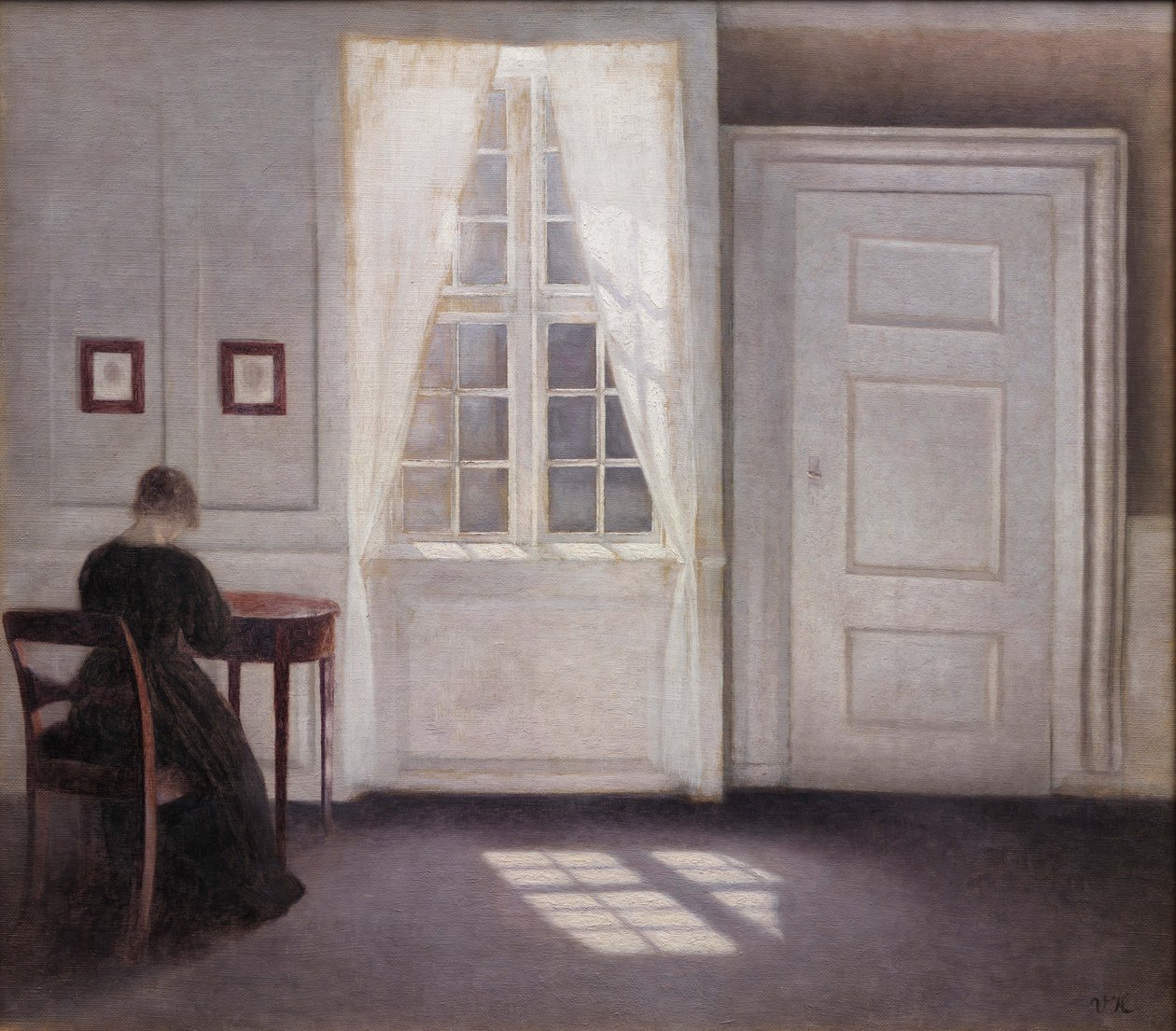 Strandgade belső terei, Napfény a padlón, 1901. alkotó: Vilhelm Hammershøi