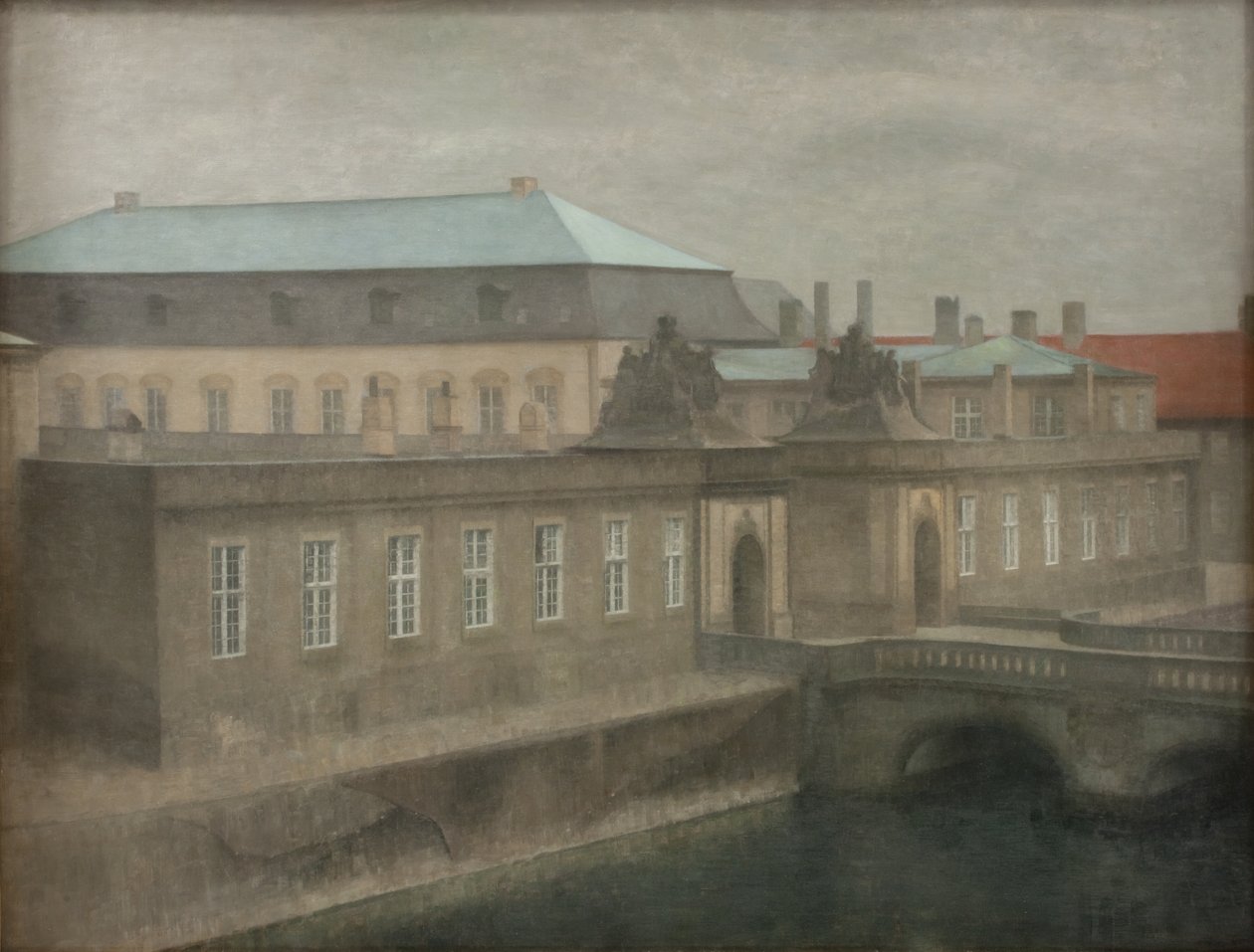 Kilátás a Christiansborg-palotára. Késő ősz alkotó: Vilhelm Hammershøi