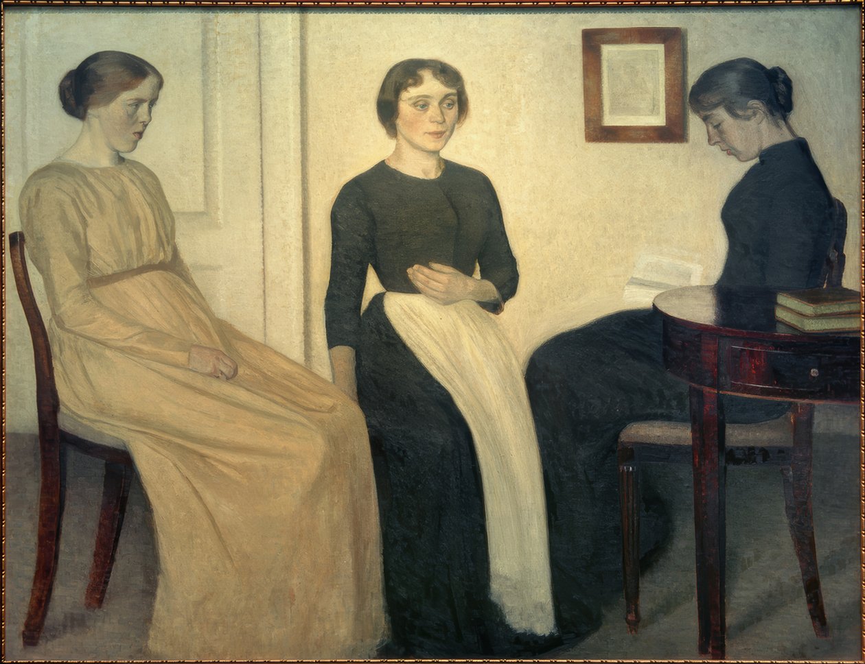 Három fiatal nő alkotó: Vilhelm Hammershoi