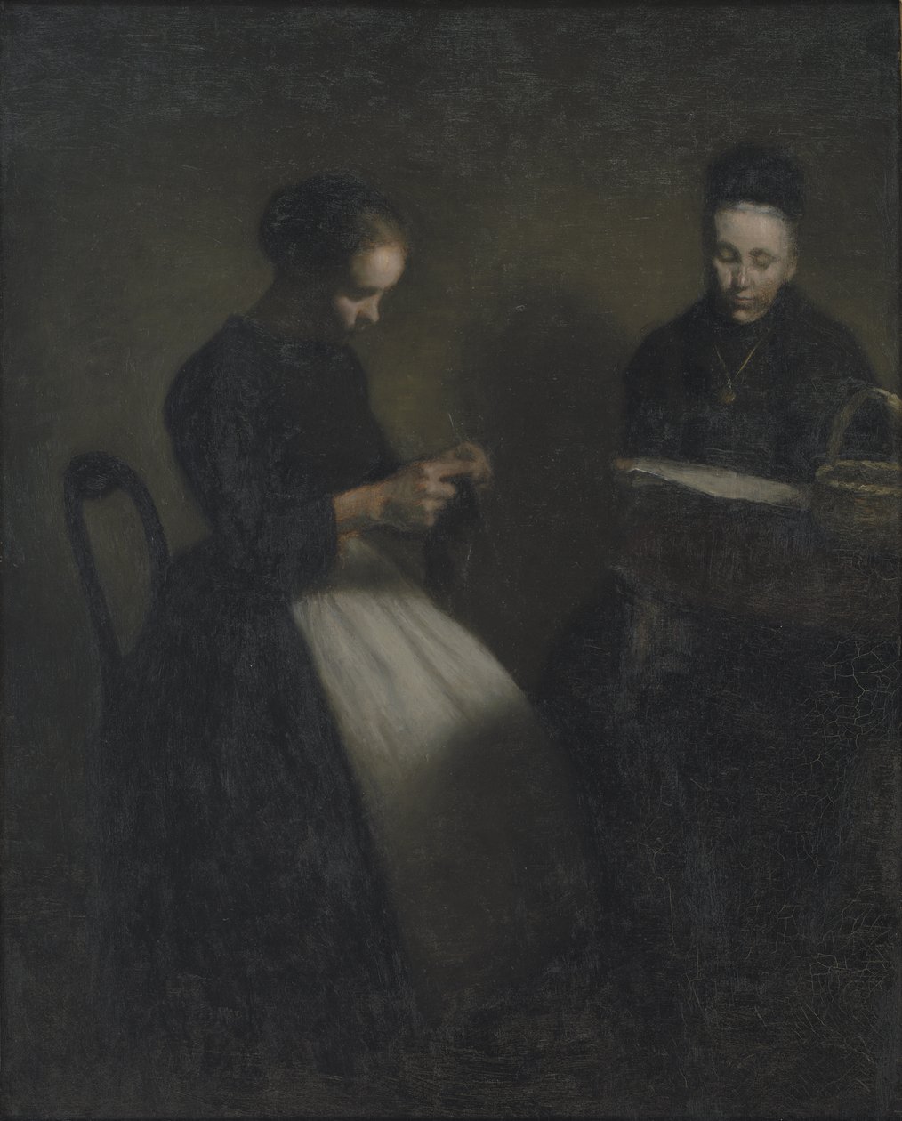 Este a szalonban, a művész édesanyja és felesége alkotó: Vilhelm Hammershoi