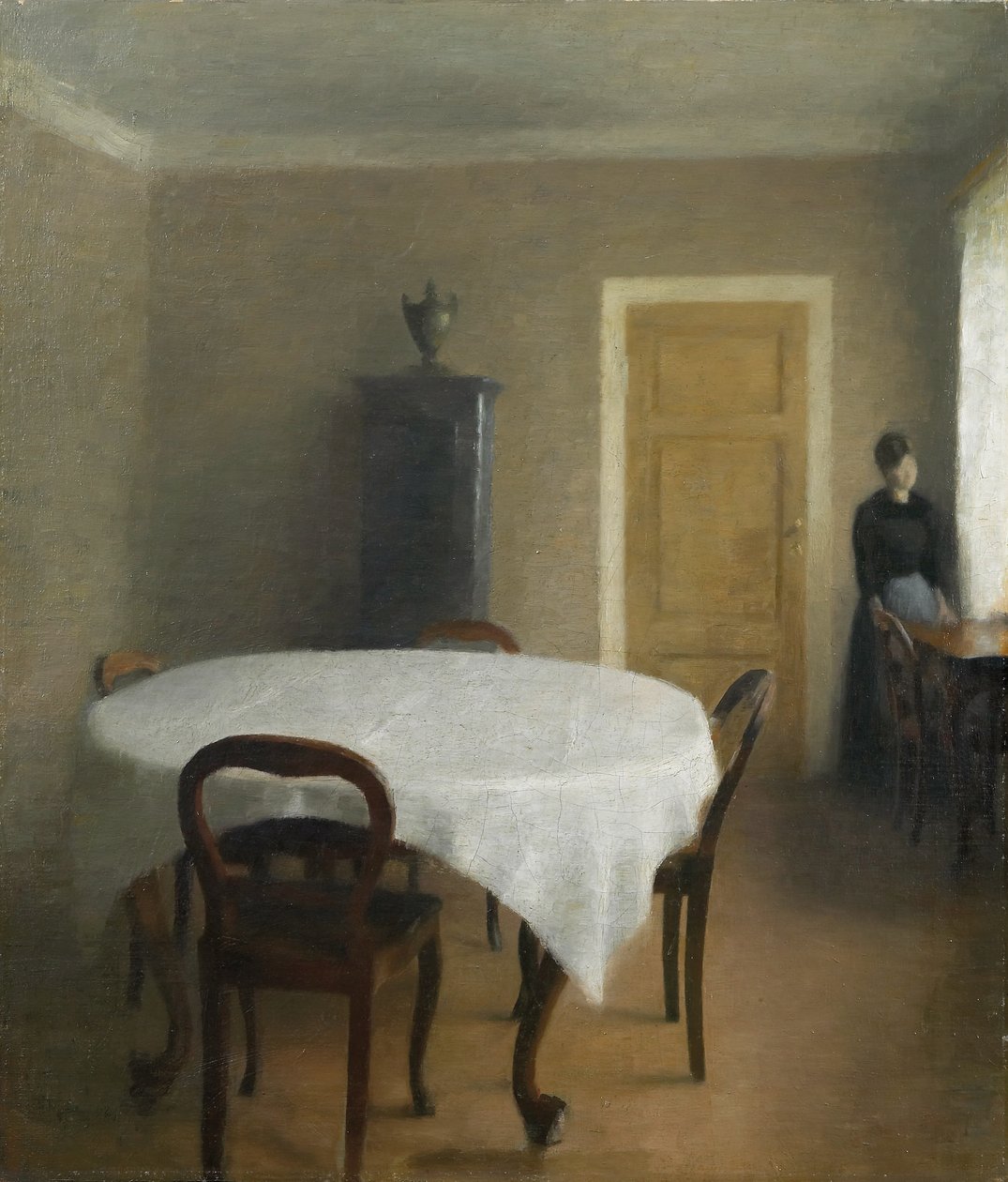 Belső tér, étkező Hammershøi gyermekkori otthonában, Frederiksberg Allé, 1891 alkotó: Vilhelm Hammershoi