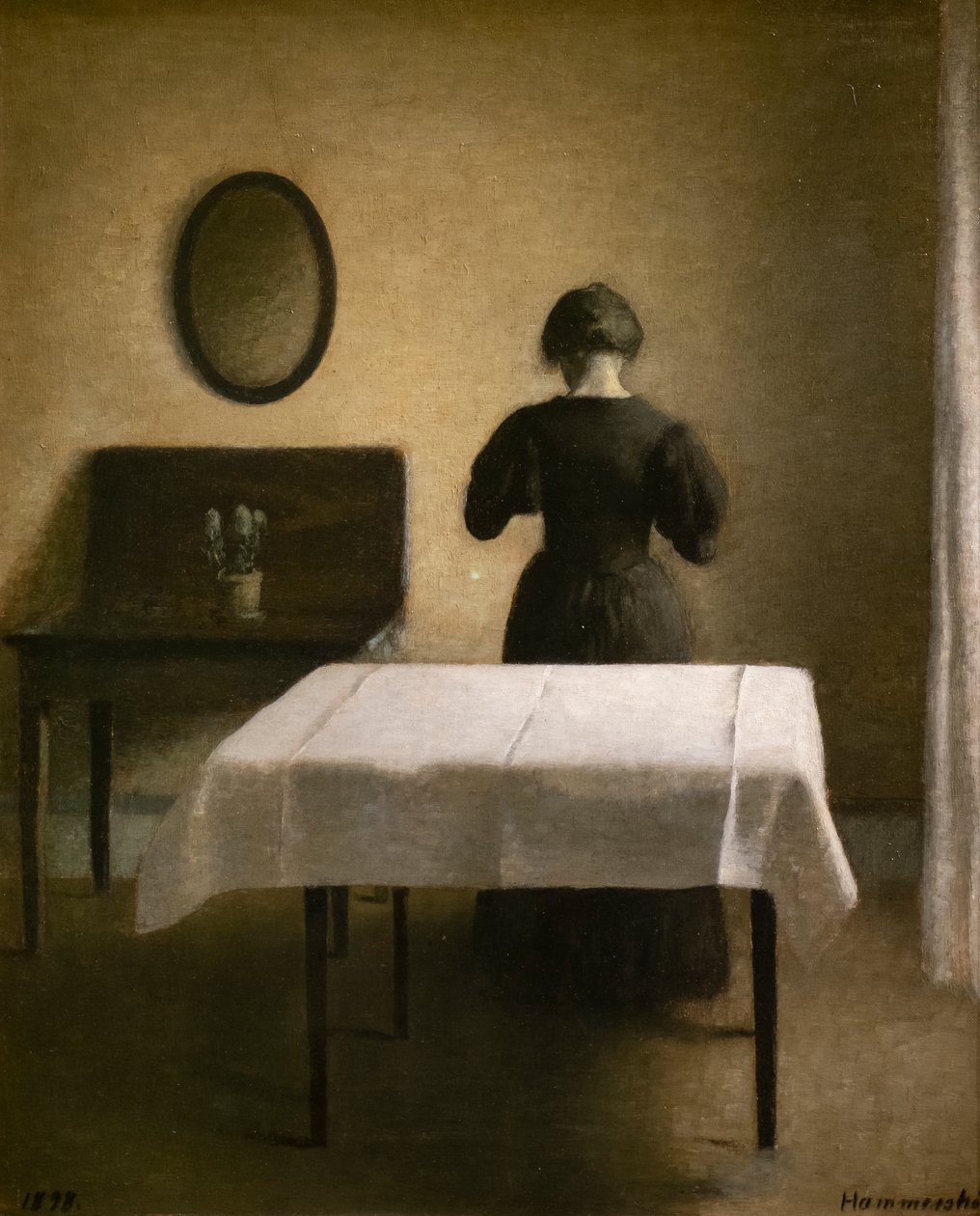 Belső egy hátsó nővel alkotó: Vilhelm Hammershoi