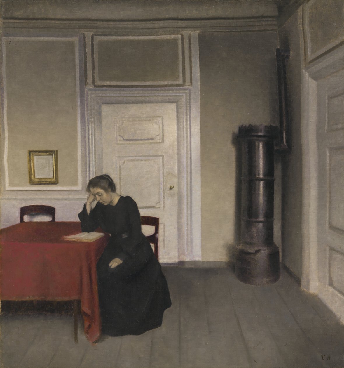 Belső tér olvasó nővel alkotó: Vilhelm Hammershoi