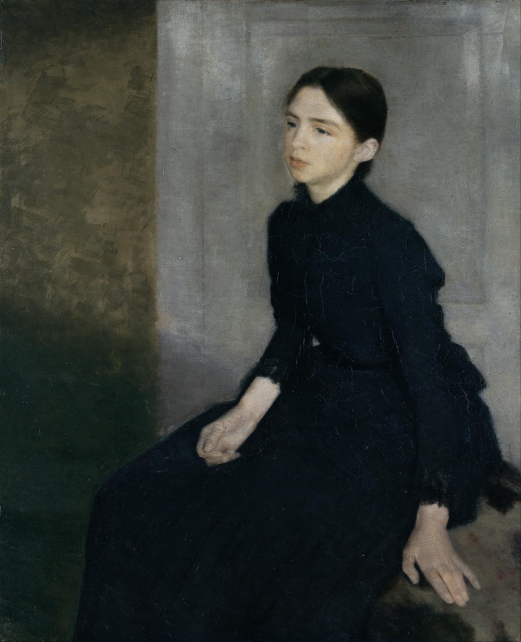 Egy fiatal nő portréja, A művész nővére, Anna Hammershoi alkotó: Vilhelm Hammershoi