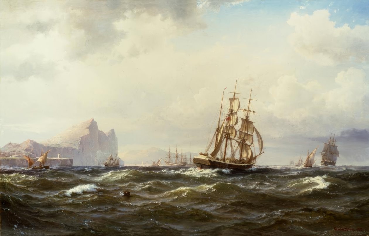 Hajók a Gibraltári-szorosban alkotó: Vilhelm Melbye
