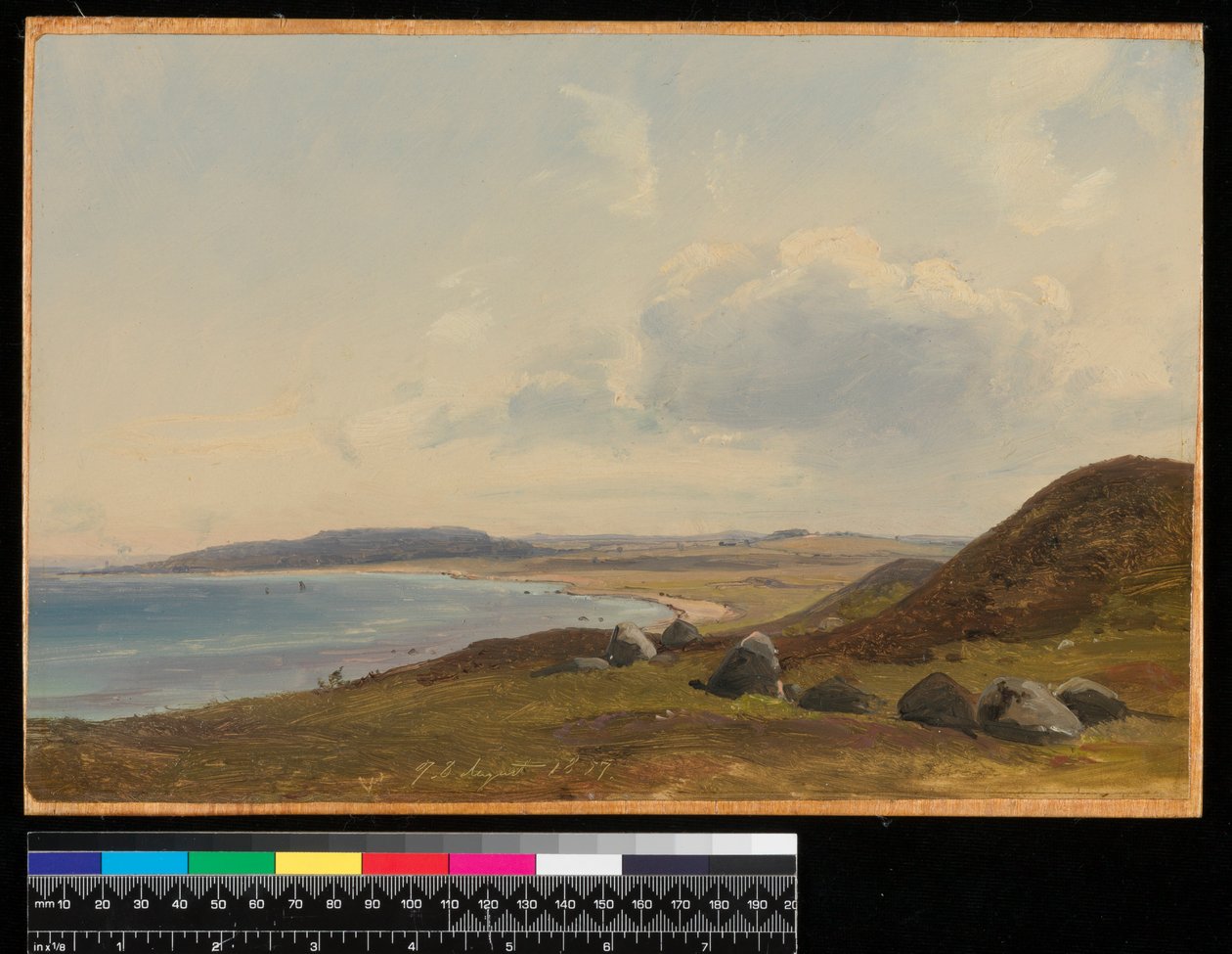 Kilátás Hesbjerg felé a Hornbaek birtokról, 1857 (olaj, papír a fedélzeten) alkotó: Vilhelm Peterson