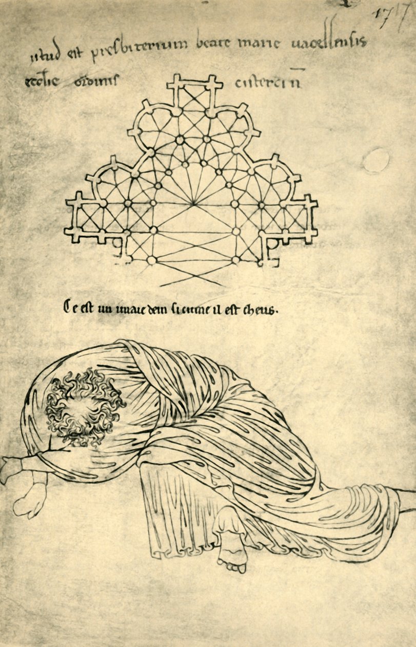 Templomterv és alvó apostol, 1220-1240, 1943. alkotó: Villard de Honnecourt