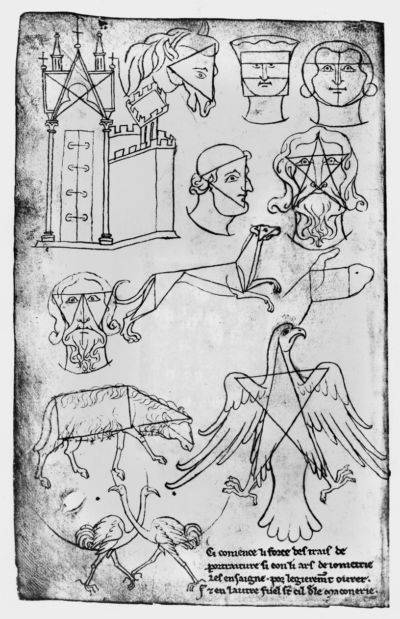 Ms Fr 19093 fol.18v Különféle rajzok (faxmásolat) alkotó: Villard de Honnecourt