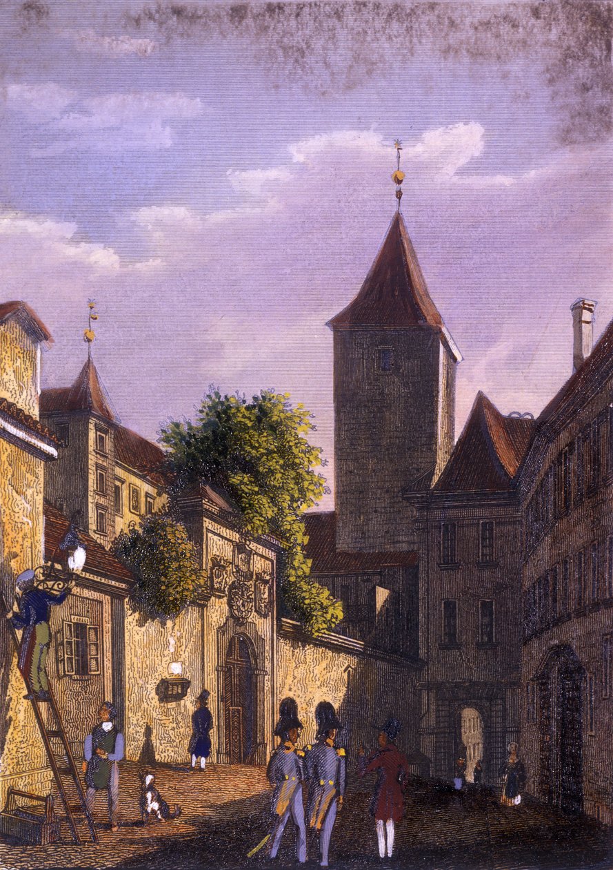 Régi Burgrave palota, 1847 (színes acélmetszet) alkotó: Vincenc Morstadt
