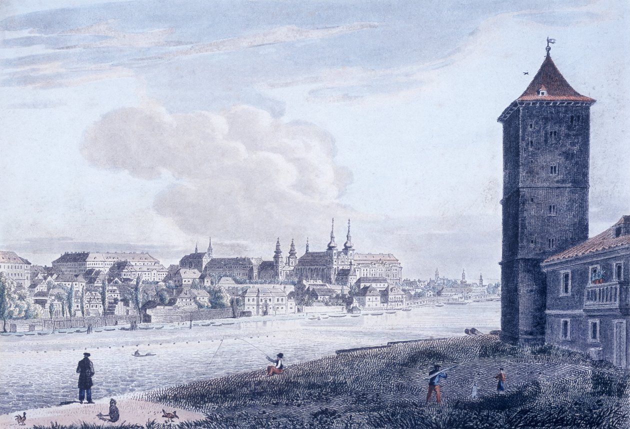 Újváros látképe, 1830 (színes rézkarc) alkotó: Vincenc Morstadt