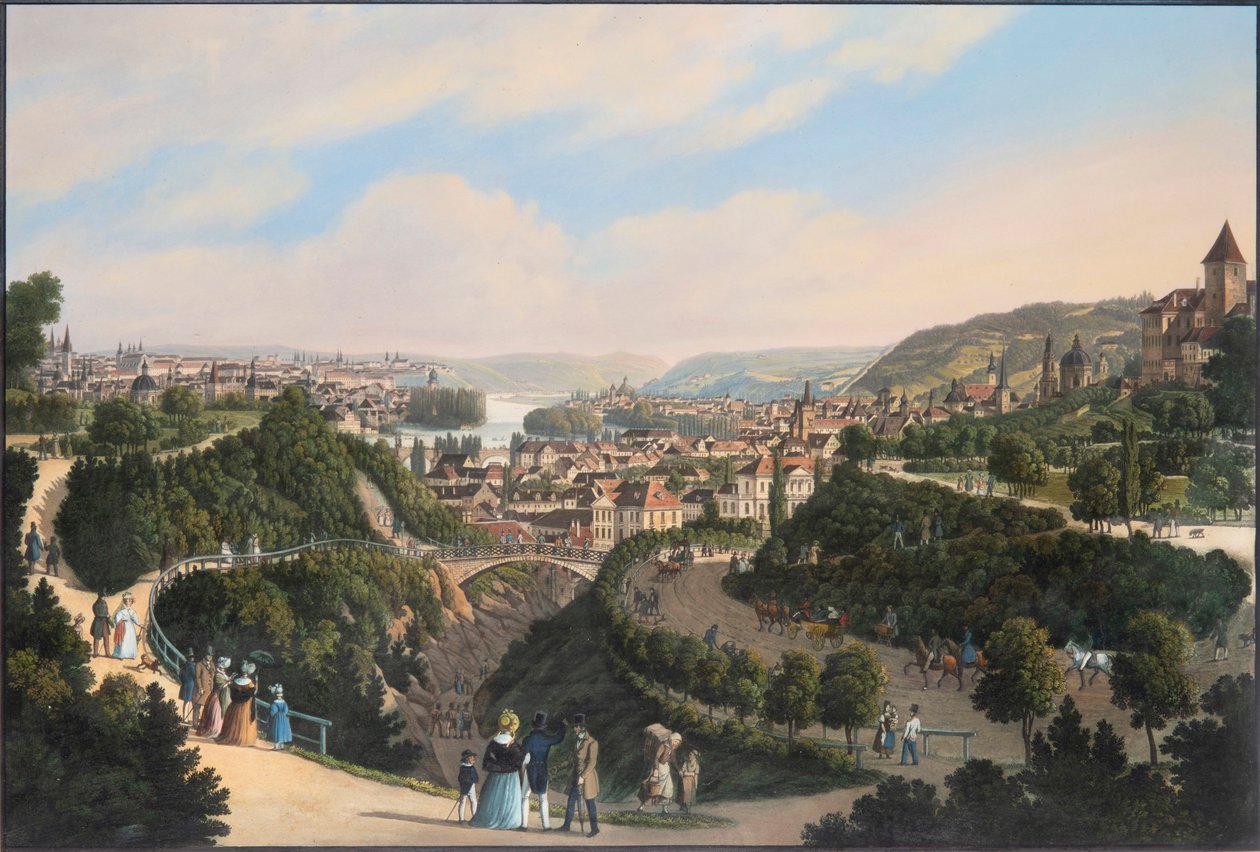 Újváros, Vysehrad és Smichov, c. 1830. alkotó: Vincenc Morstadt
