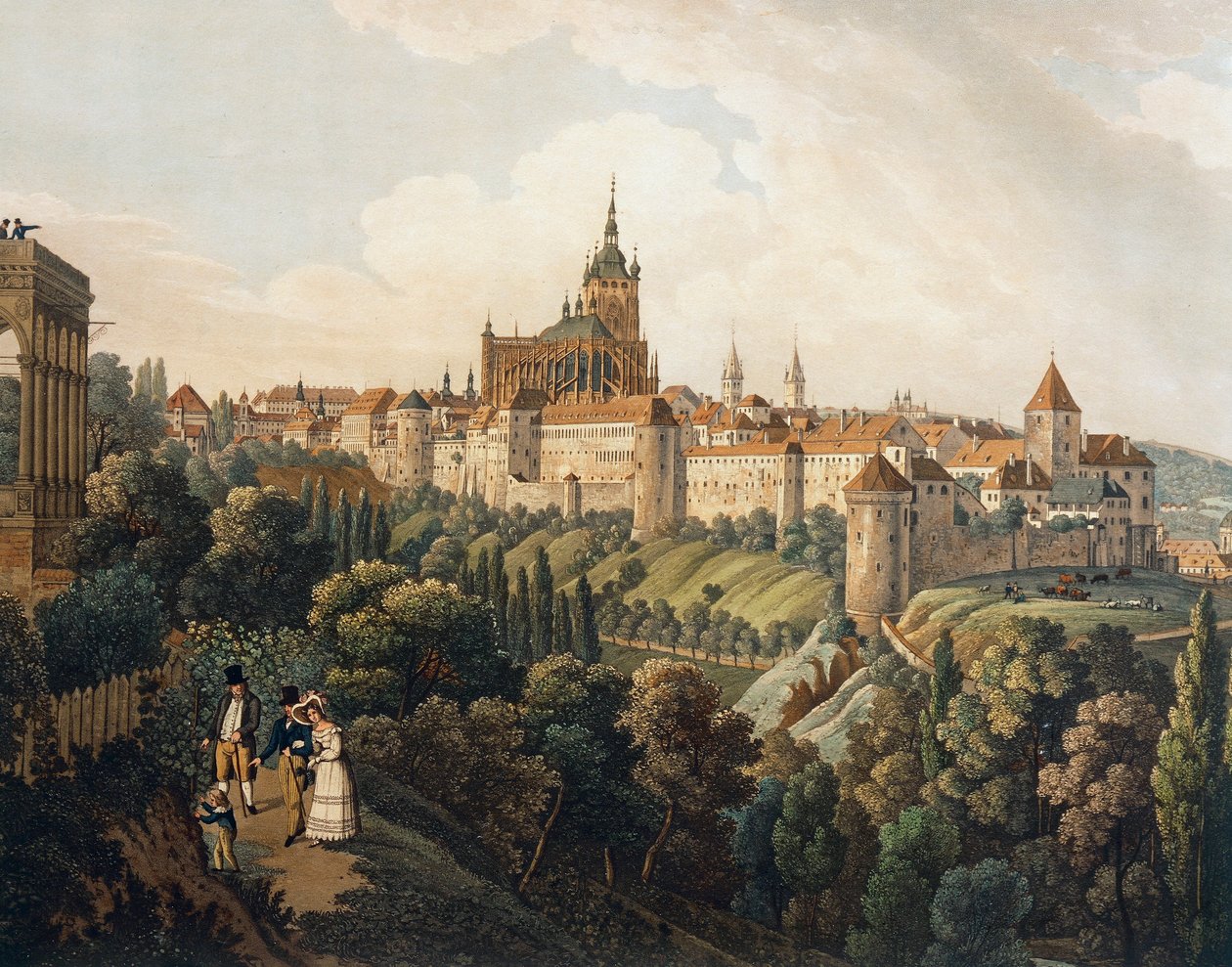 Prága látképe a Belvedere felől Vincent Morstadt (akvarell) alkotó: Vincenc Morstadt