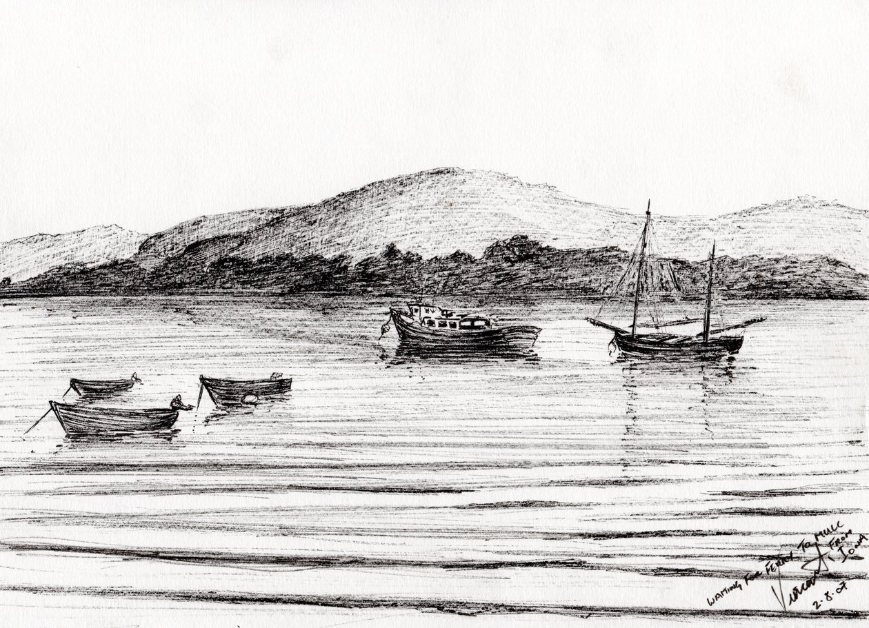 Boats off Iona, 2007, (tinta papíron) alkotó: Vincent Alexander Booth