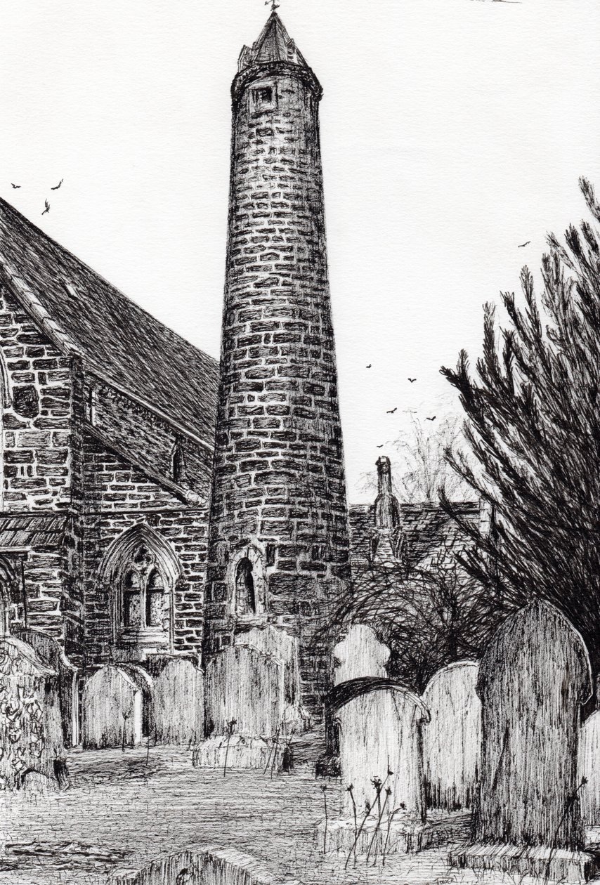 Brechin Round Tower Skócia, 2007, (tus, papír) alkotó: Vincent Alexander Booth