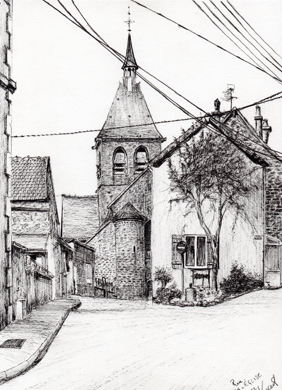 Laignes-i templom Franciaországban, 2007, (tinta papíron) alkotó: Vincent Alexander Booth