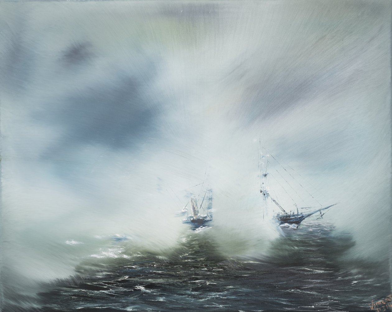 Discovery Clearing a tengeri ködben Scott útban az Antarktisz felé 1902. január. 2014, (Olaj, vászon) alkotó: Vincent Alexander Booth