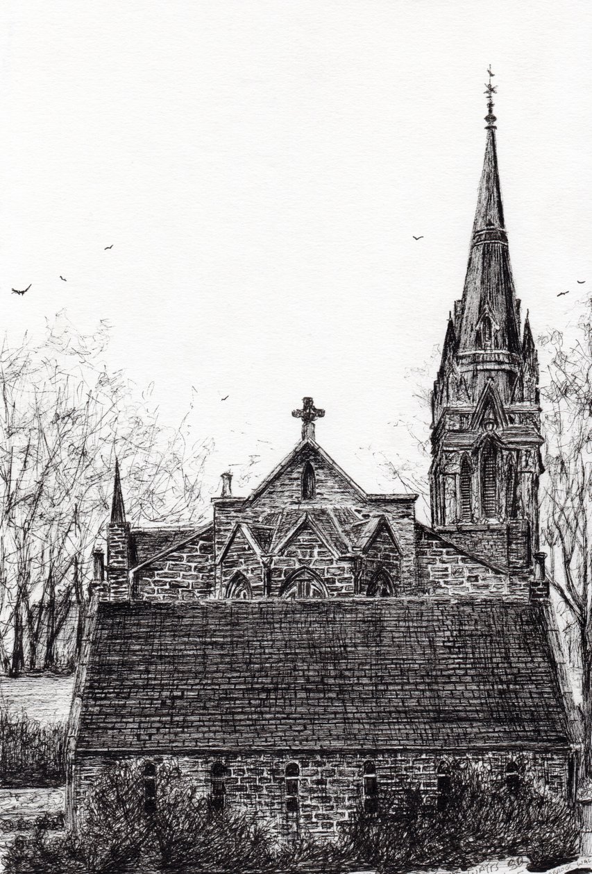 Glenmuick (Ballater) Church, 2007, (tinta, papír) alkotó: Vincent Alexander Booth