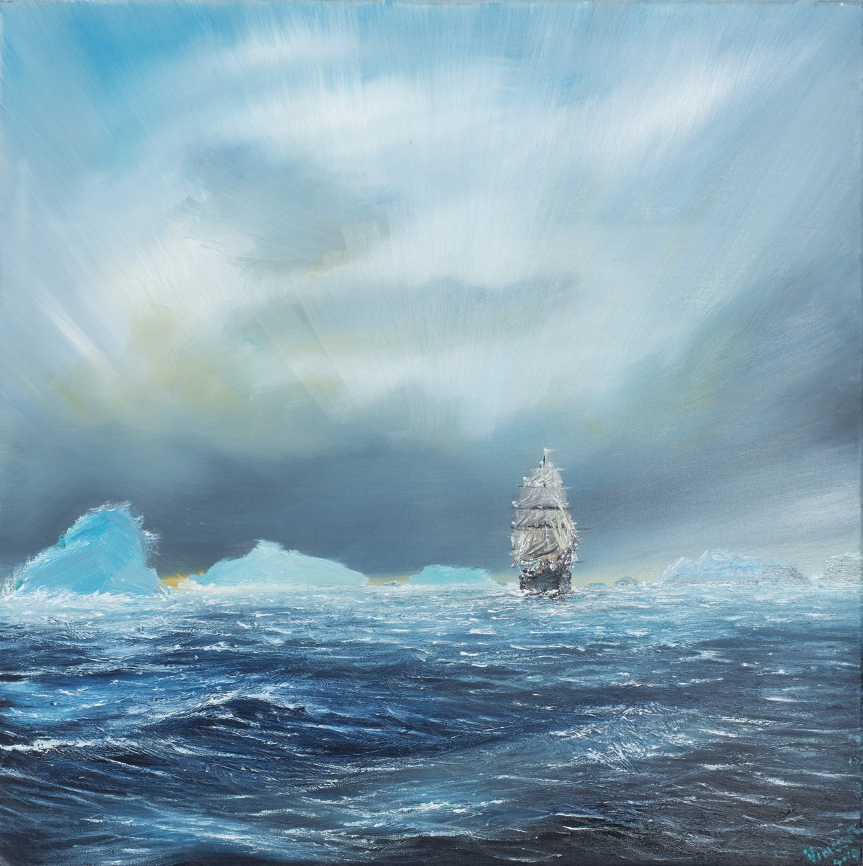 Ice Dominion, Terra Nova elhaladt az Ice Burgs mellett, 2014, ( Olaj, vászon) alkotó: Vincent Alexander Booth