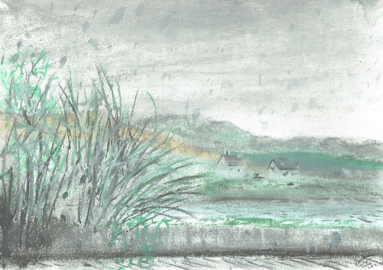 Jura szigete felhőszakadásban, 2005, (pasztell, papír) alkotó: Vincent Alexander Booth