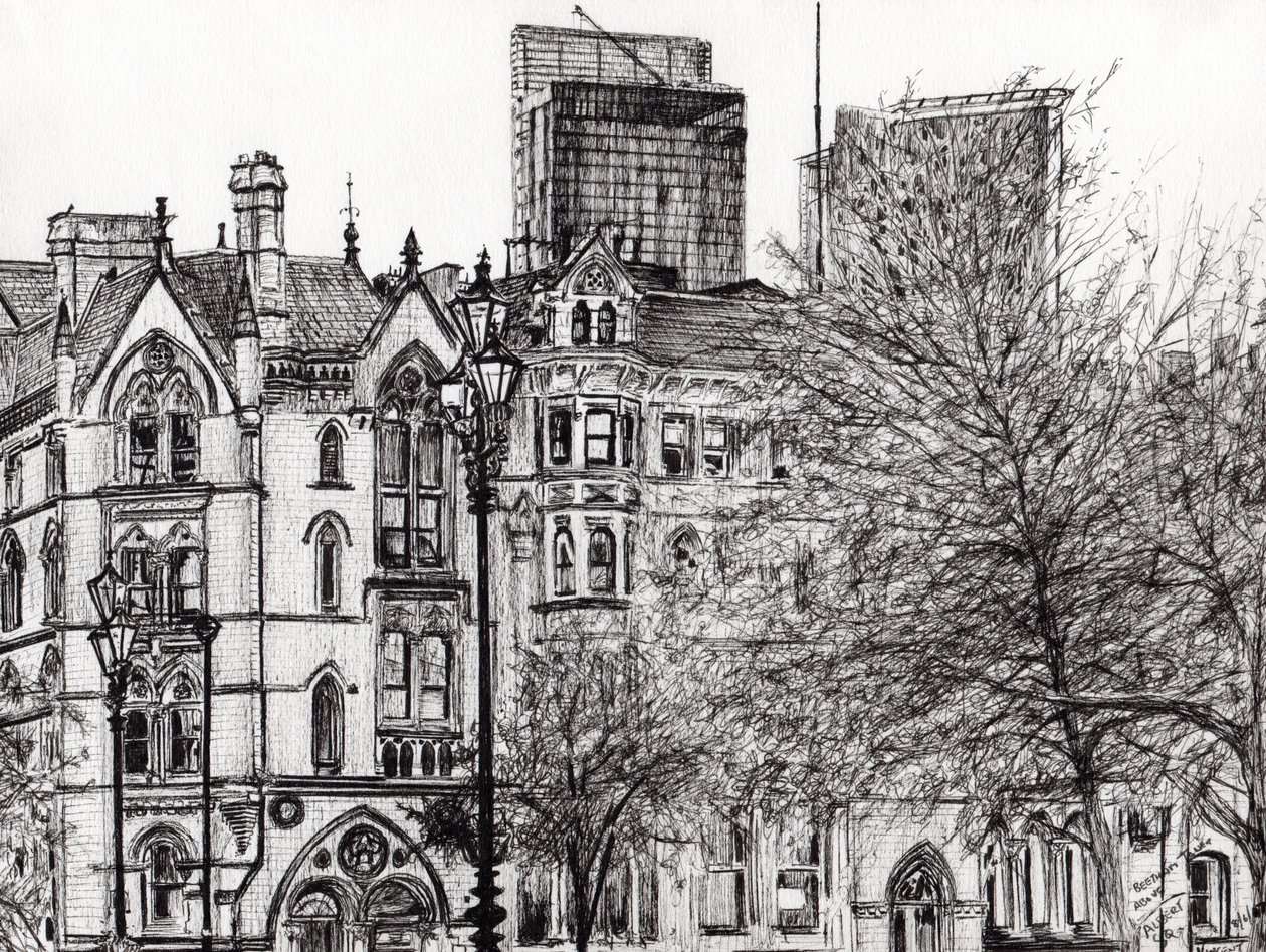 Manchester Beetham torony, 2007, (tinta papíron) alkotó: Vincent Alexander Booth