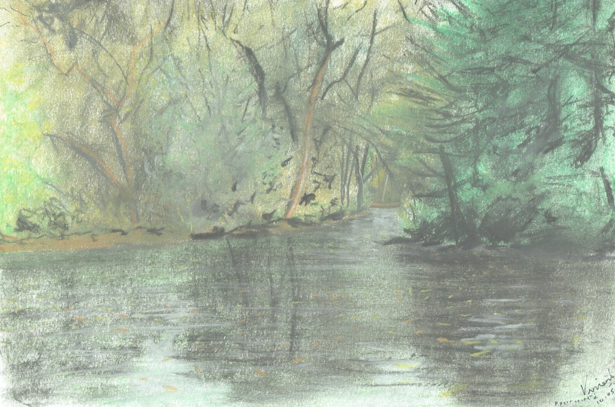 Marlborough-tó, 2005 (pasztell színű papíron) alkotó: Vincent Alexander Booth