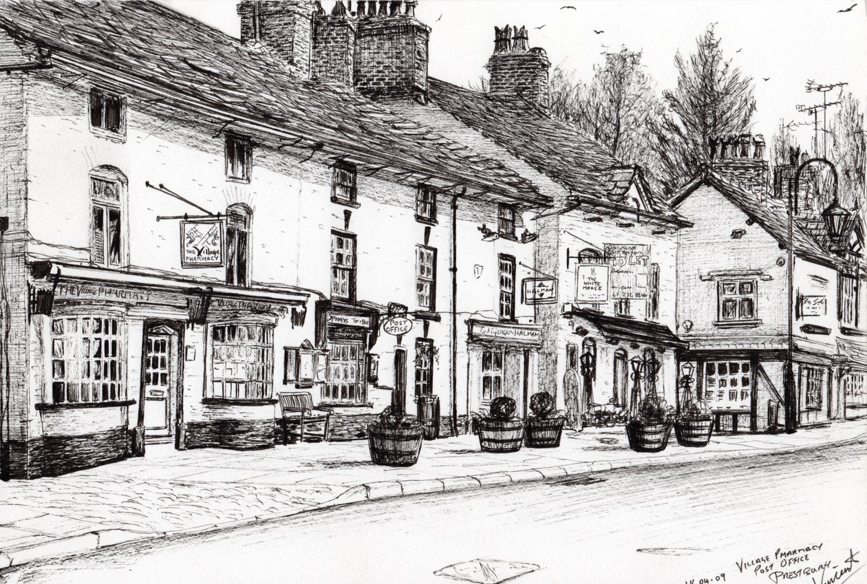 Postahivatal Prestbury, 2009, (tinta, papír) alkotó: Vincent Alexander Booth