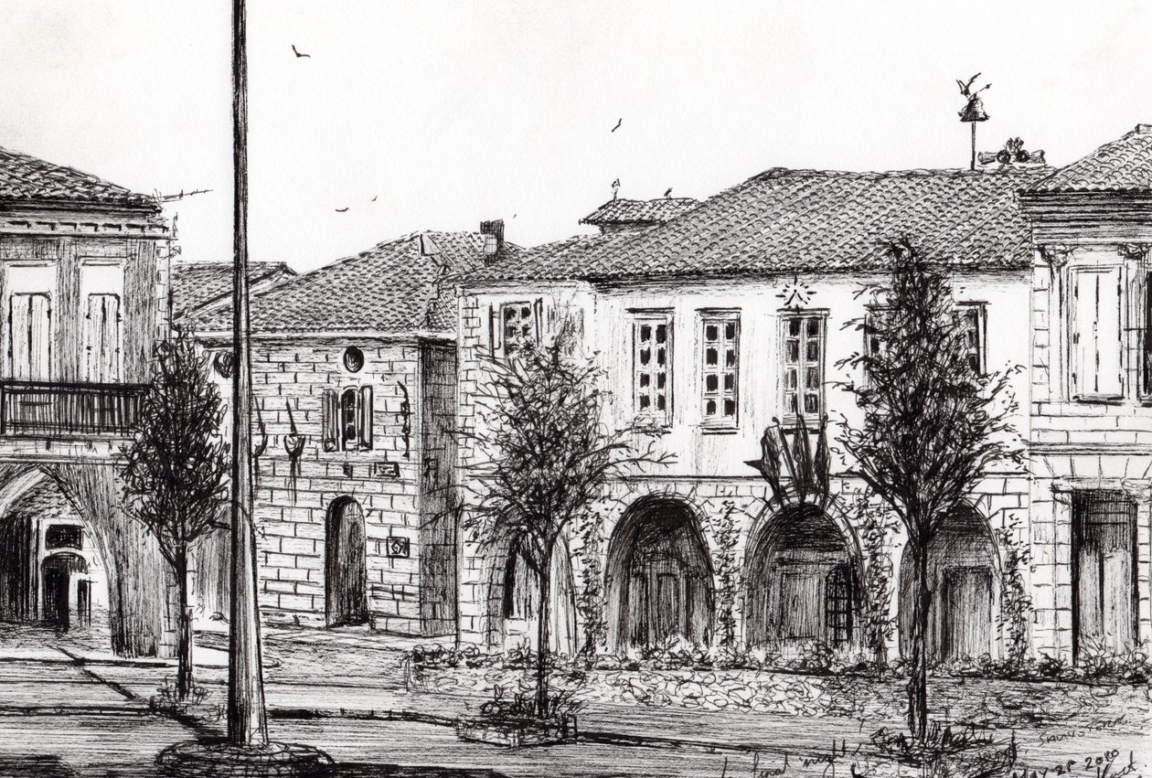 Sauveterre Town Franciaország, 2010, (tinta papíron) alkotó: Vincent Alexander Booth