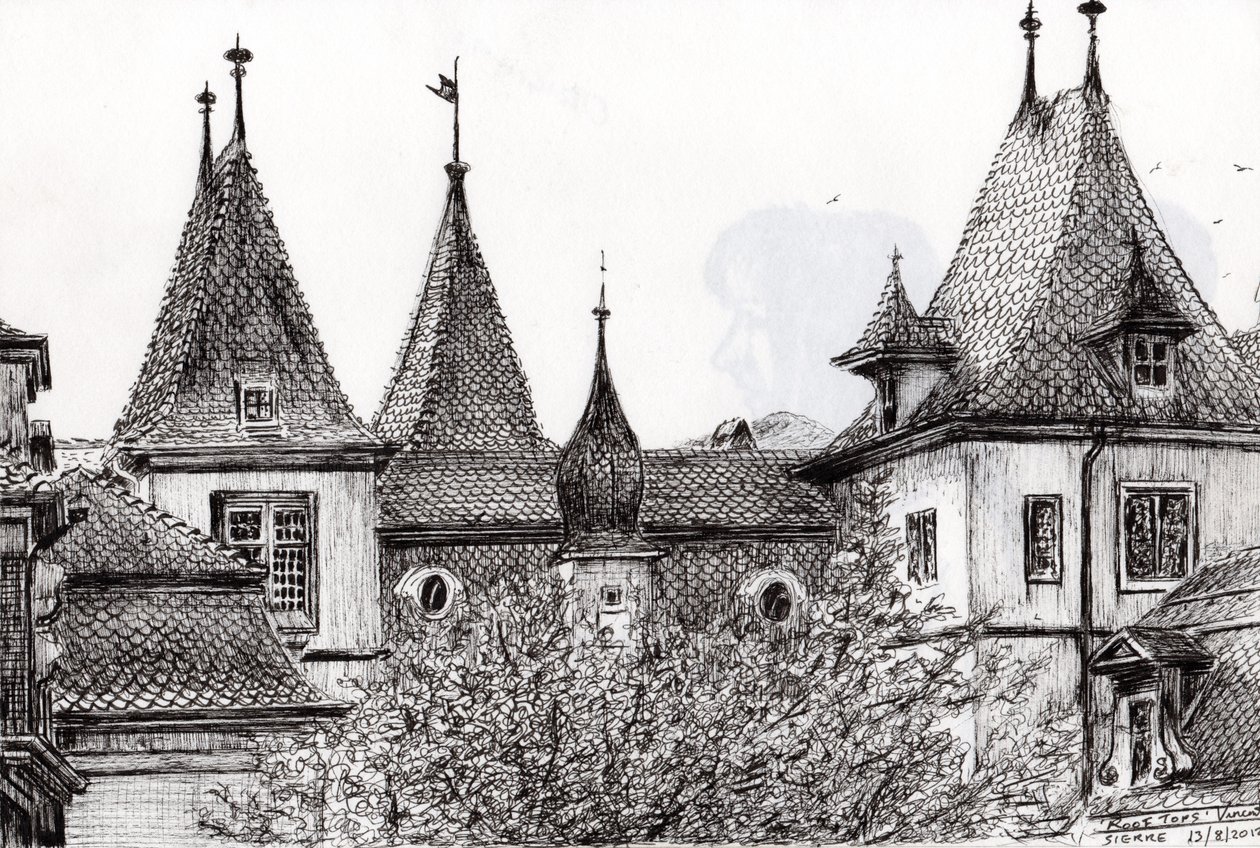 Sierre Rooftops Svájc, 2012, (Tinta, papír) alkotó: Vincent Alexander Booth