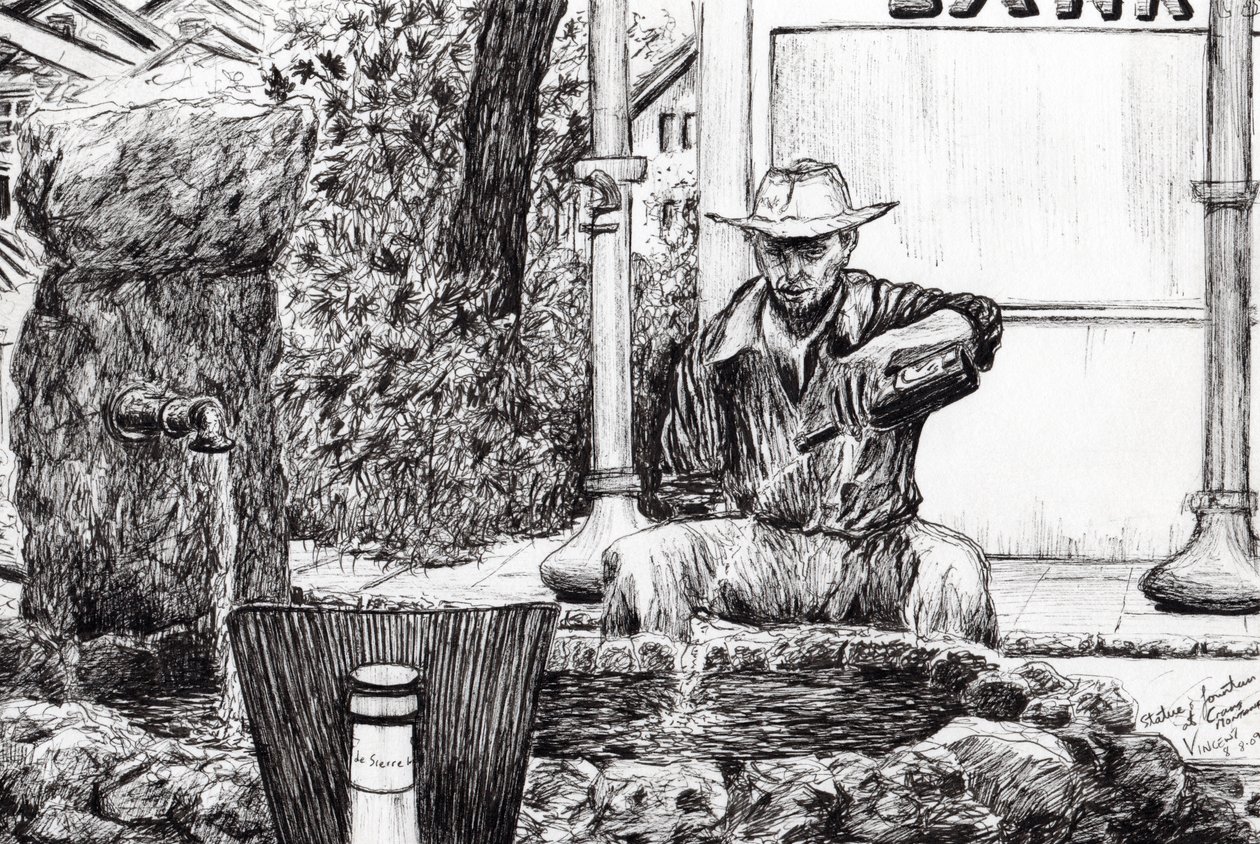 Szobor szökőkút Crans-Montana Svájc, 2009, (tinta papíron) alkotó: Vincent Alexander Booth