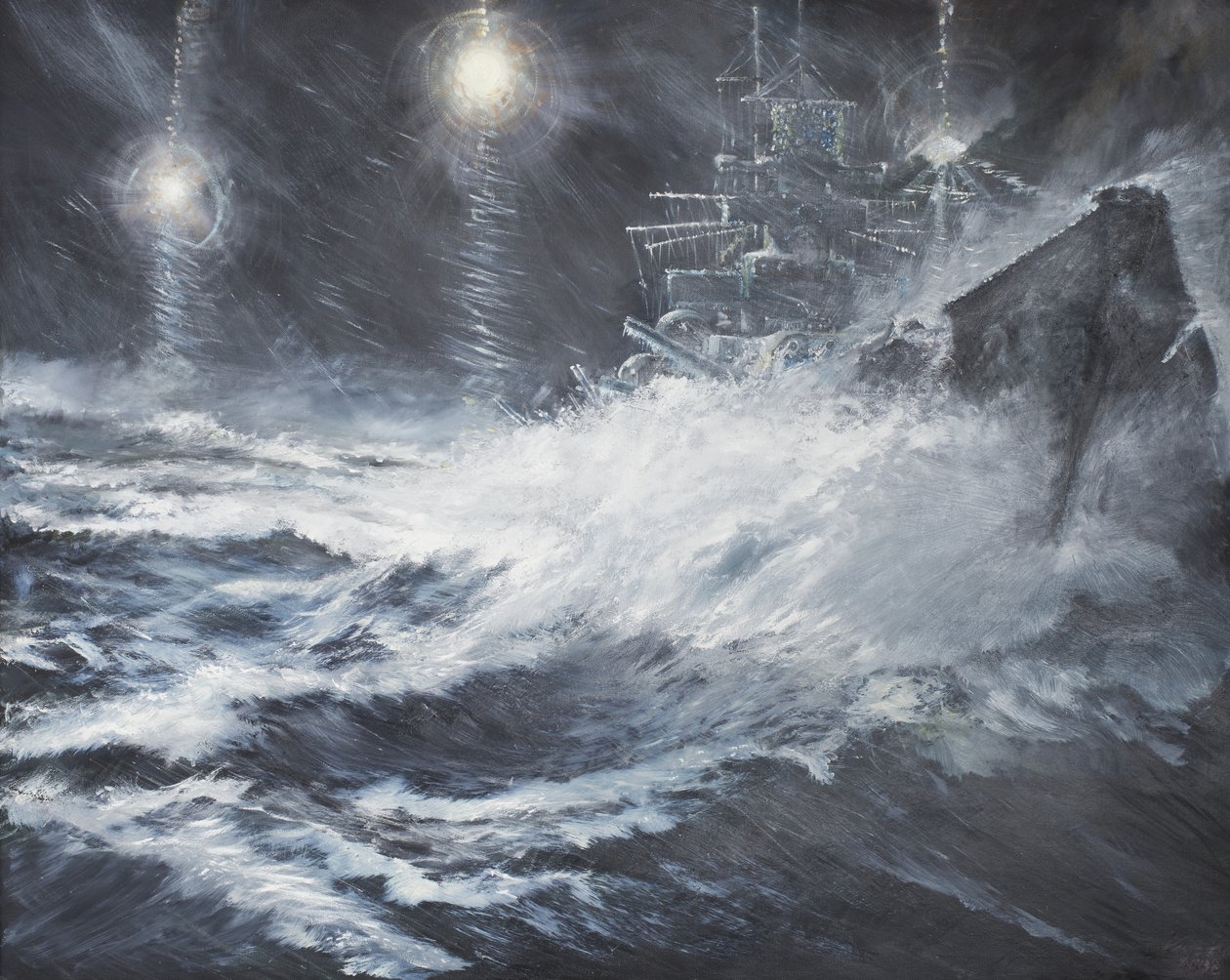 Surprised By Starshell Scharnhorst at North Cape, 2008, (Olaj, vászon) alkotó: Vincent Alexander Booth