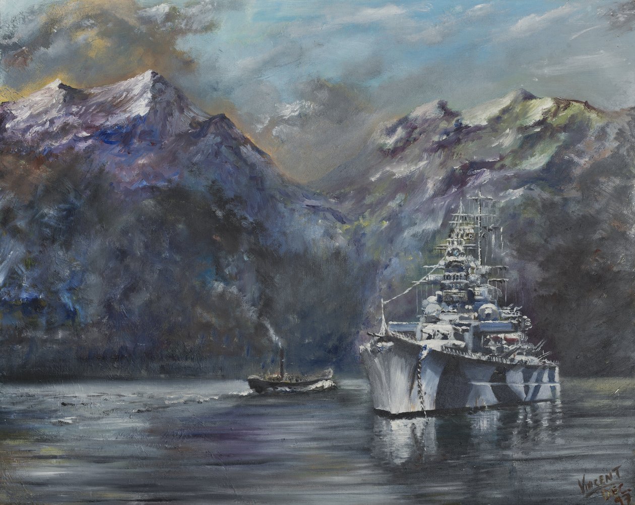 Tirpitz, Norvégia, 1995, (olaj, vászon tábla) alkotó: Vincent Alexander Booth