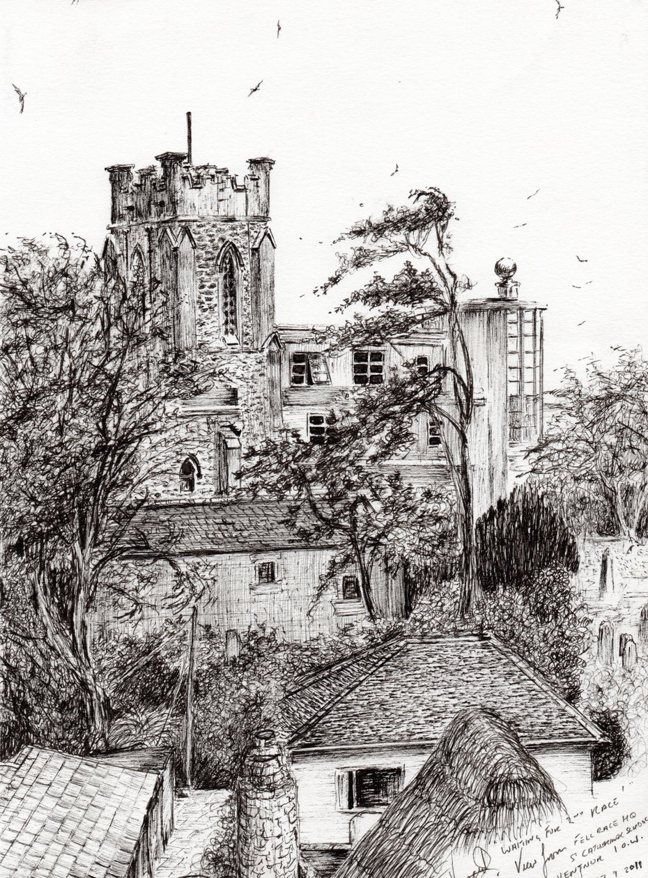 Kilátás a St Catherines iskolából Ventnor I.O.W., 2011, (tinta, papír) alkotó: Vincent Alexander Booth
