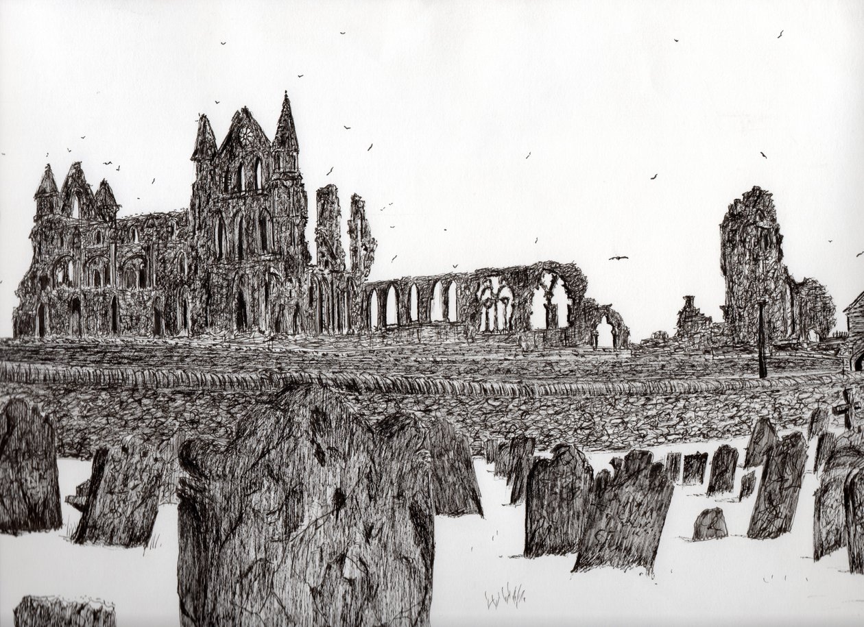 Whitby Abbey, 2007, (tinta papíron) alkotó: Vincent Alexander Booth