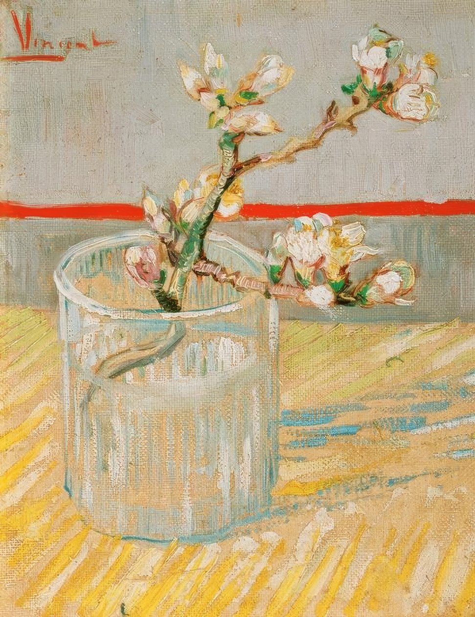 Virágzó mandulafa ága egy pohárban alkotó: Vincent van Gogh