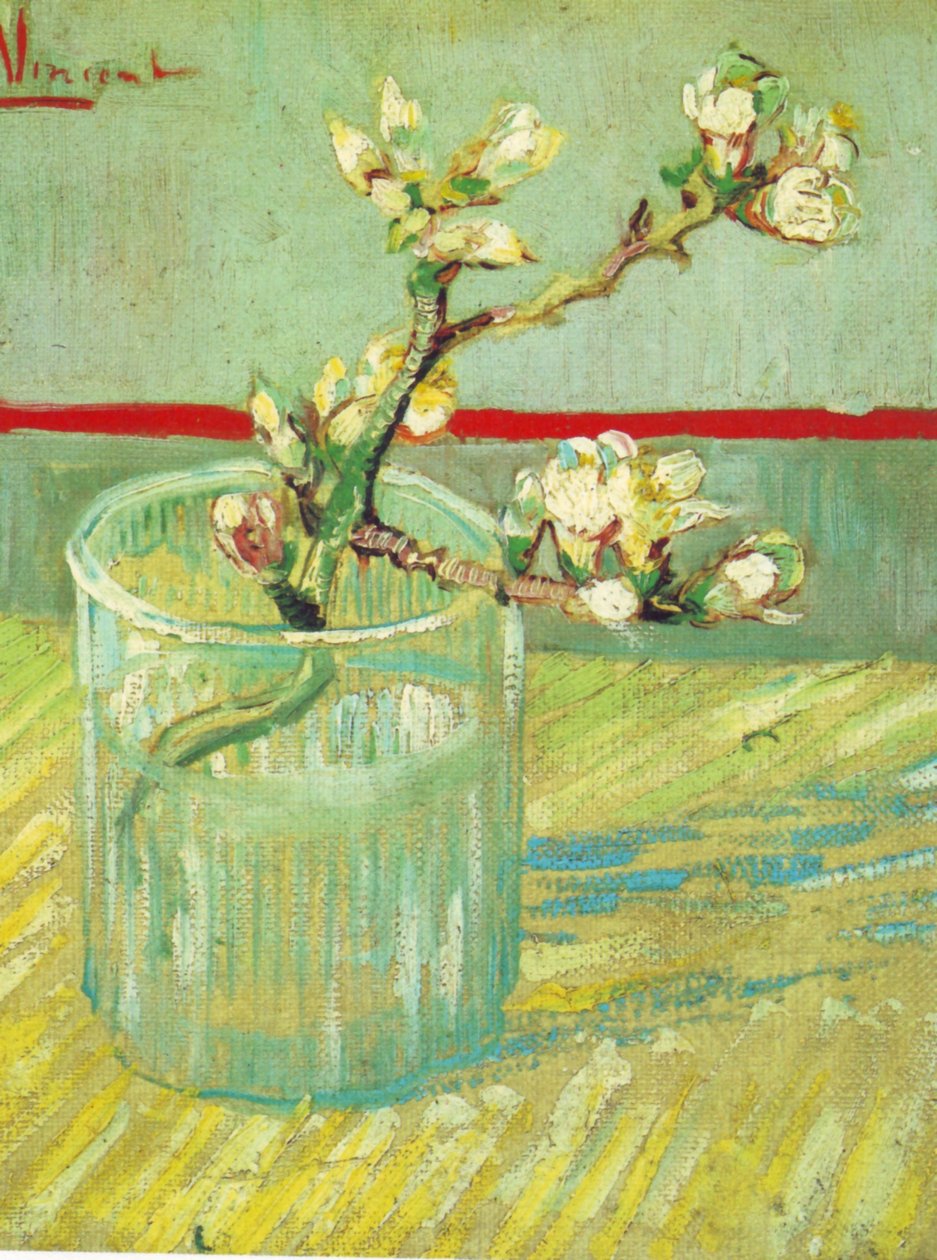 Virágzó mandulaág egy pohárban alkotó: Vincent van Gogh