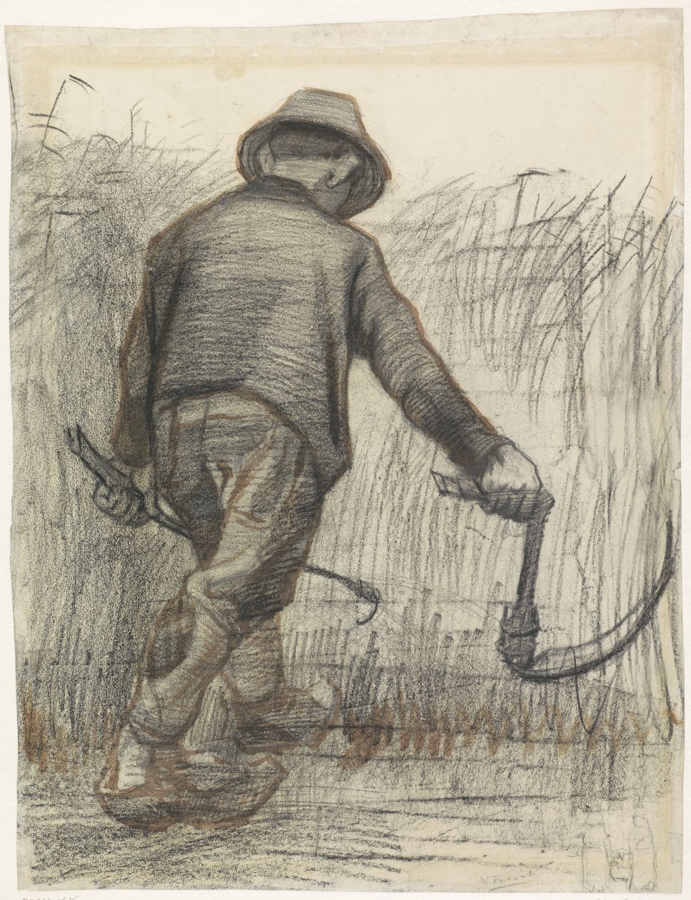 Vágó kalappal, hátulról nézve, 1865-90 körül (kréta papíron) alkotó: Vincent van Gogh