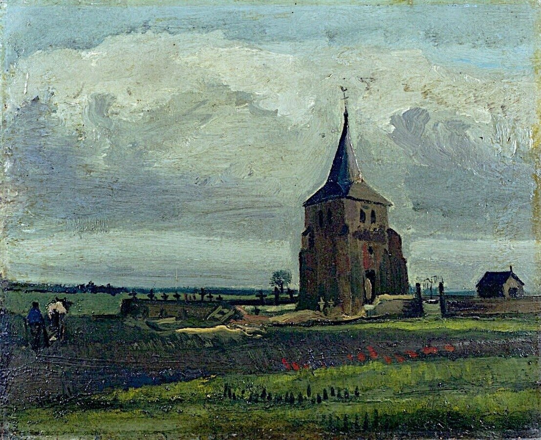 A régi temető tornya Nuenenben parasztokkal alkotó: Vincent van Gogh