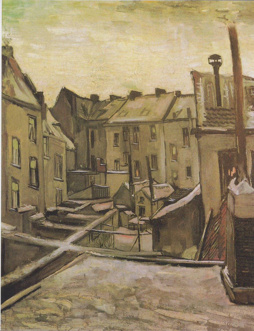 Hátsó udvarok Antwerpenben a hóban alkotó: Vincent van Gogh