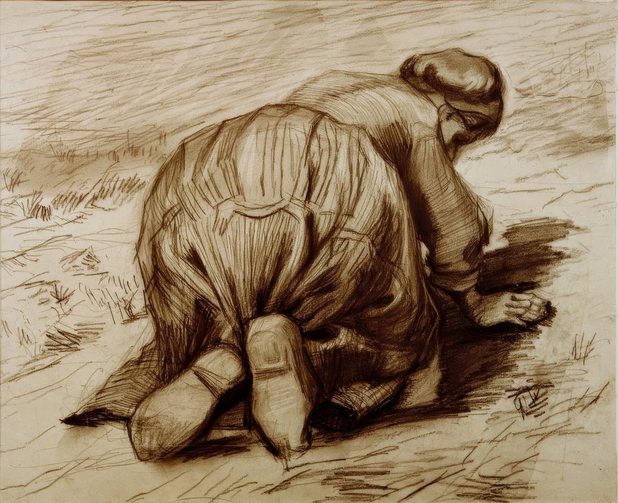 Térdelő parasztasszony alkotó: Vincent van Gogh
