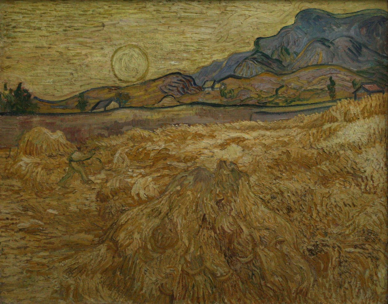 Korenfeld fűnyíróval és napsütéssel alkotó: Vincent van Gogh