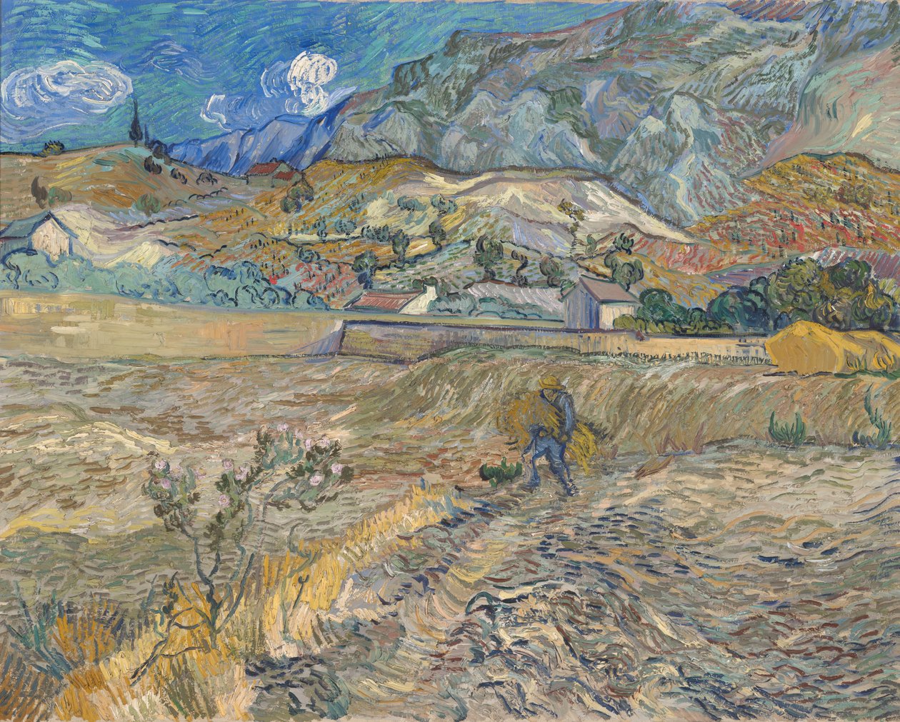 Táj Saint-Rémyben (zárt mező paraszttal) alkotó: Vincent van Gogh