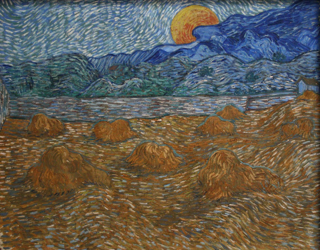 Táj kukoricahéjjal és növekvő holddal alkotó: Vincent van Gogh
