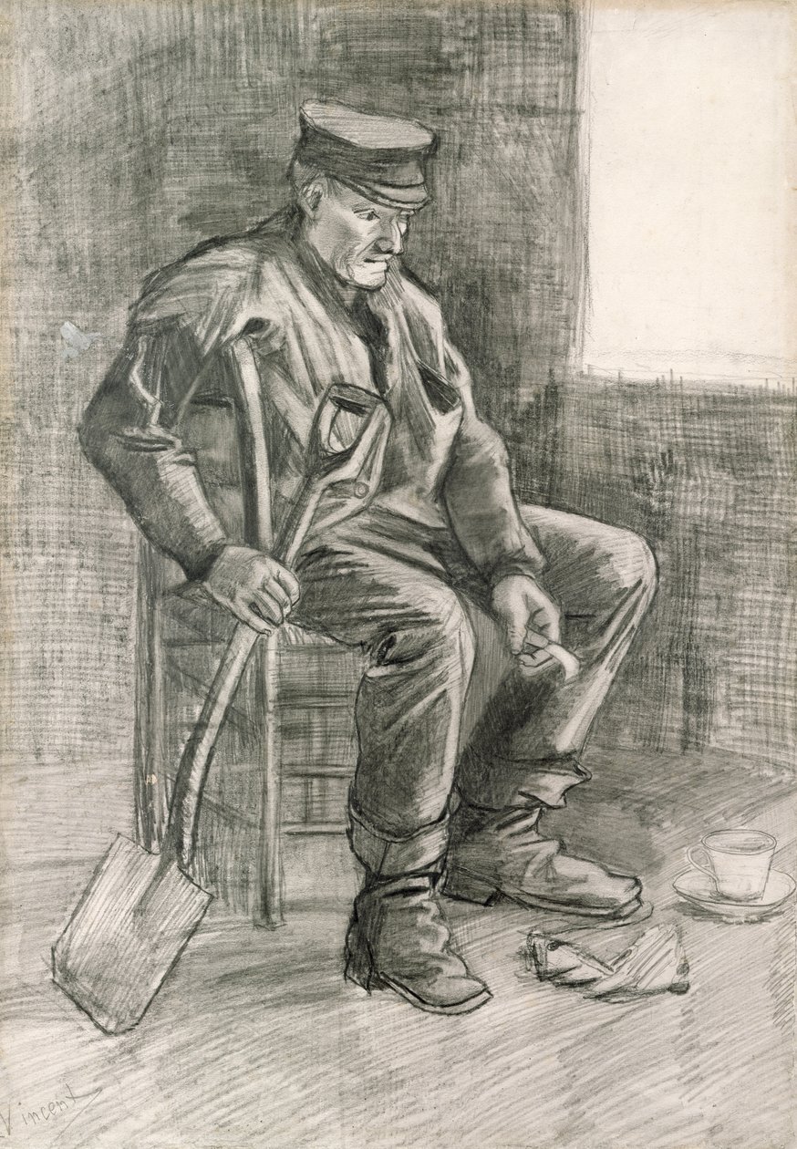 Pihenő férfi ásóval, 1882 (ceruza és kréta) alkotó: Vincent van Gogh